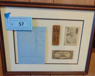 Lot 057 American POW, held in Japanese POW Camp memorabilia.