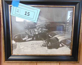 Lot 015, framed aviation signed memorabilia.