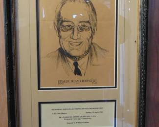 Lot 006, framed FDR memorabilia.