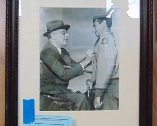 Lot 12, framed WW II memorabilia.
