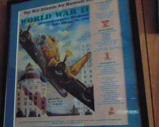 Lot 036, framed poster from the Mid Atlantic Air Museum, Berks Co., Pennsylvania.
