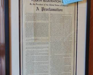 Lot 49 framed WW II Draft poster.