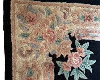 Vintage Hand Sculpted Floral Wool Rug