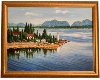 Wood Framed Original Lighthouse Painting