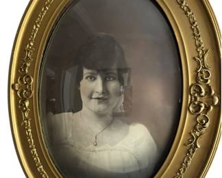 Antique Oval Convex Glass Frame of Lady