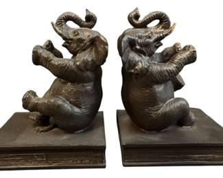 Black Retro Elephant on Books Bookends