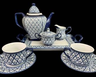 Blue and White Tea Set