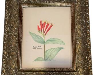 Gold Framed Hand Drawn Flower