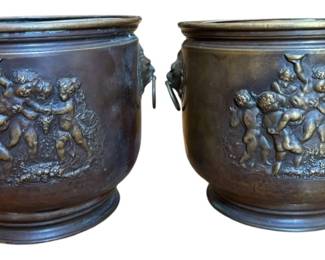 2 Brass Victorian Planters