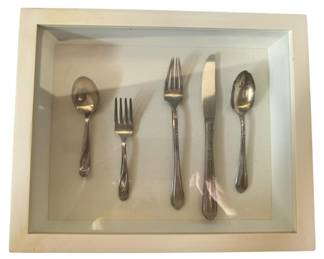 Antique Silverware in a White Shadow Box