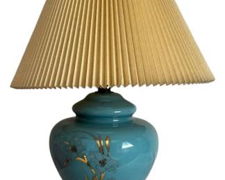 Tiffany Blue Lillies Ceramic Table Lamp