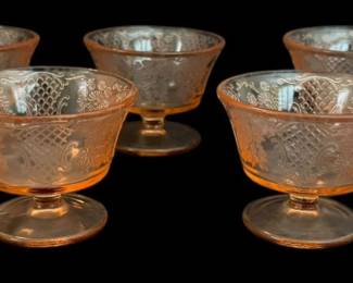 8 Normandie Pink Footed Sherbert Dishes