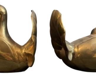 MidCentury Brass Bird Bookends Art Deco