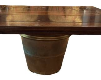 Solid Wood Table Top on Ceramic Pot