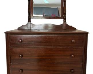 Antique 3Drawer Dresser Swivel Mirror