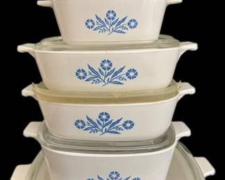 8 Corning Ware Blue Conflower Dishes