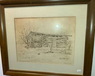 1972 SKETCH BY DON COLLINS - "CYPRESS BARN - RIO MEDINA"