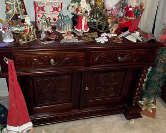 VINTAGE CARVED-FRONT CHEST w/ JACOBEAN POSTS