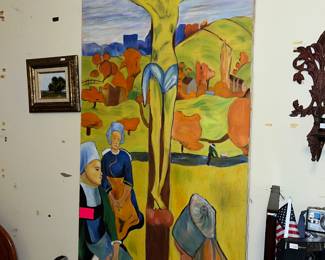 LARGE PRINT "THE YELLOW CHRIST" BY POST-IMPRESSIONIST PAUL GAUGUIN