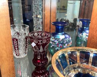 EGERMANN RUBY CUT CRYSTAL VASE
