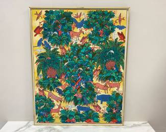 Lot 2845 Balinese Original Painting on Fabric Wall Art
