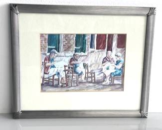 Lot 2978 Sewing Ladies Watercolor Wall Art Signed