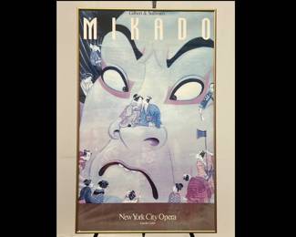 Lot 2971 Vintage Gilbert Sullivans NYC Opera At Lincoln Center Mikado Poster Wall Art