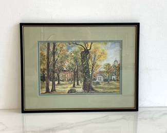 Lot 3003 Original Signed Eleanor Wiles Print UNC Old Well Chapel Hill