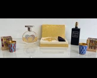 Lot 4008 Coach Love eau de Perfume Powder Compact Russian Vodka Cups