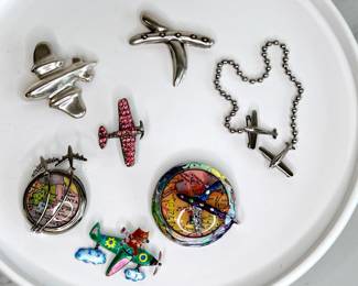Lot 2858 Vintage Airplane Pins Sterling Silver Costume Jewelry