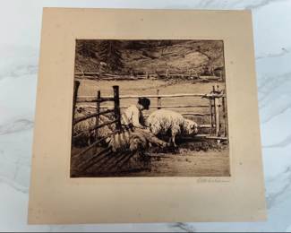 Lot 2823 The Milker by Ephraim Moshe Lilien Original Signed Etching Art Print