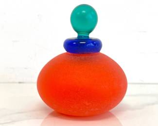 Lot 2886 Vintage Signed Franco Moretti Murano Blown Glass Perfume Bottle