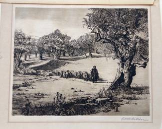 Lot 2824 The Shepherd by Ephraim Moshe Lilien Original Signed Etching Art Print