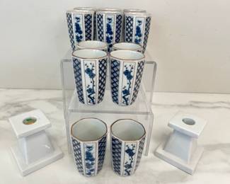 Lot 3063 Vintage Otagiri Japan Small Glasses Candle Sticks