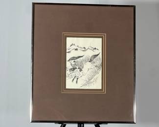 Lot 2711 Original Asian Horse Scene Etching Wall Art