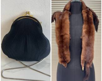 Lot 4003 Vintage Mink Fur Stole Carolyne Barton Handbag
