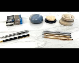 Lot 2849 Vintage Cross Waterman Parker Gold Filled Chrome Pens More
