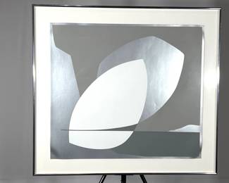 Lot 2903 Abstract in Silver and Gray Print Wall Art