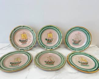 Lot 2718 Italian Ceramic Pottery Ships Boats Plates