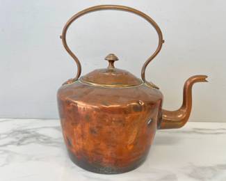 Lot 2715 Antique Gooseneck Copper Tea Kettle