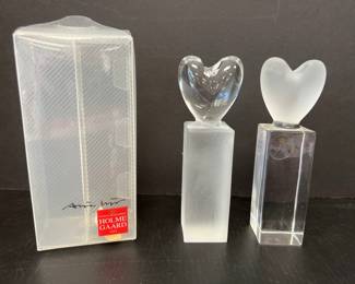 Lot 2807 Vintage Holme Gaard Denmark Clear Frosted Glass Candlesticks by Anja Kjaer