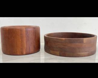 Lot 2894 Danish Nissen Wooden Ice Bucket Billings, MO Burl Walnut Wooden Bowl