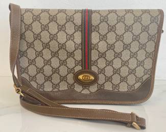 Lot 2960 Vintage Gucci Supreme Flap Crossbody Bag AS IS