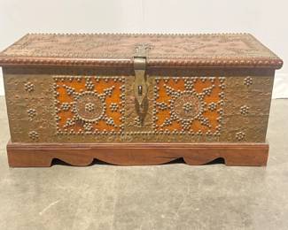 Lot 2919 Vintage Middle Eastern Wooden Brass Studded Storage Chest