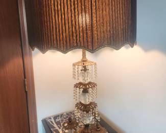 Very heavy antique lamp with crystals
