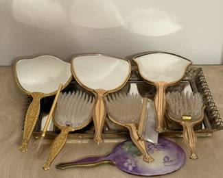 Antique Hair Brush and Mirror Set