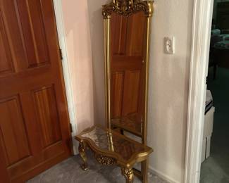 Vintage Ornate Gold Mirror and Console Table Set