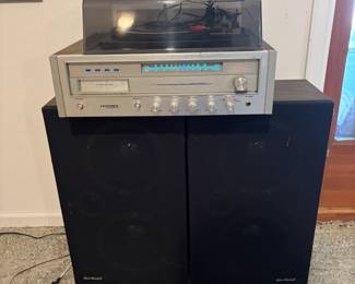 1970s Kenwood AM/FM Stereo Receiver with Turntable and Speakers