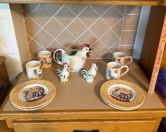 Vintage 1990s Rooster Themed Dishware Set