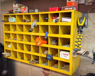 Heavy Duty Metal Wall Tool Organizer Full of Parts